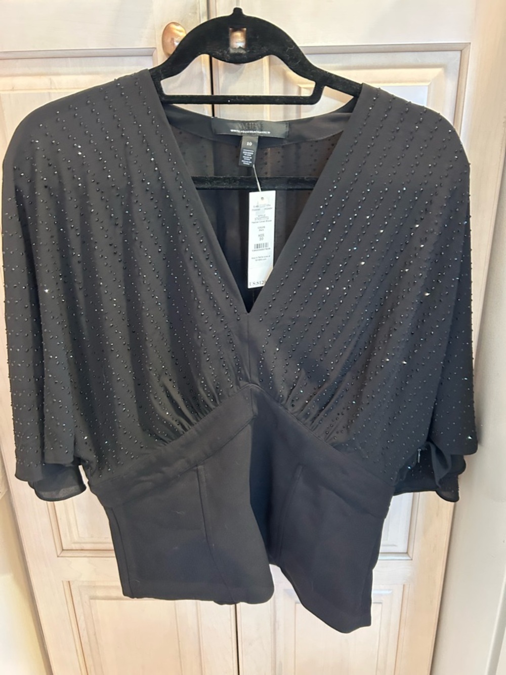 White House Black Market Womens Heatset Black Corset Blouse Size 10 NWT